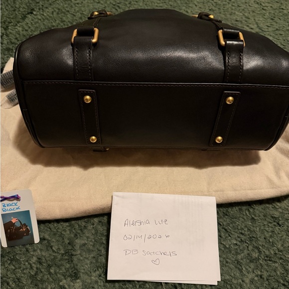Dooney & Bourke Black Leather Satchel with Gold Accents - Picture 5 of 8